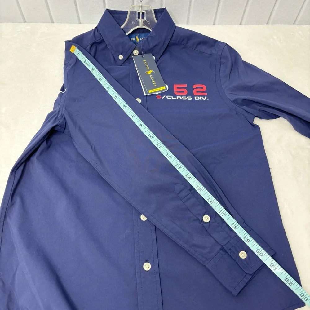Ralph Lauren Navy Blue Button Down Performance Shirt Size M (10-12)‎